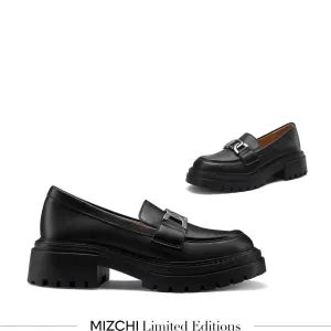 *ALCOR BLACK - flatform leather brogue