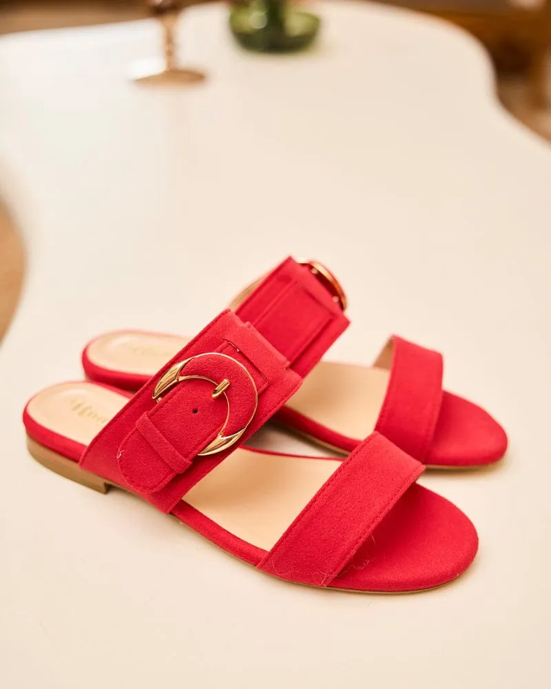 Baracci Vegan Suede Moon Buckle Sandals | Orchid
