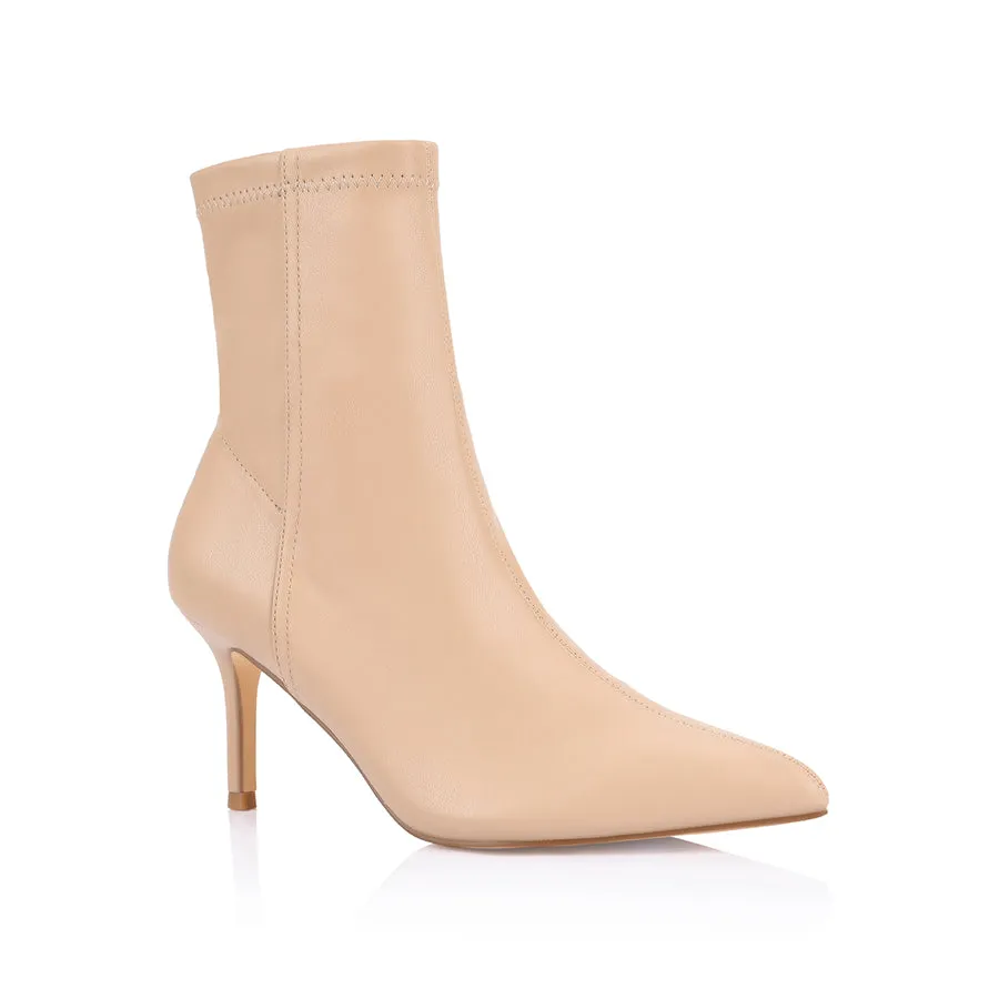 Bella Stretch Ankle Boots - Beige Stretch