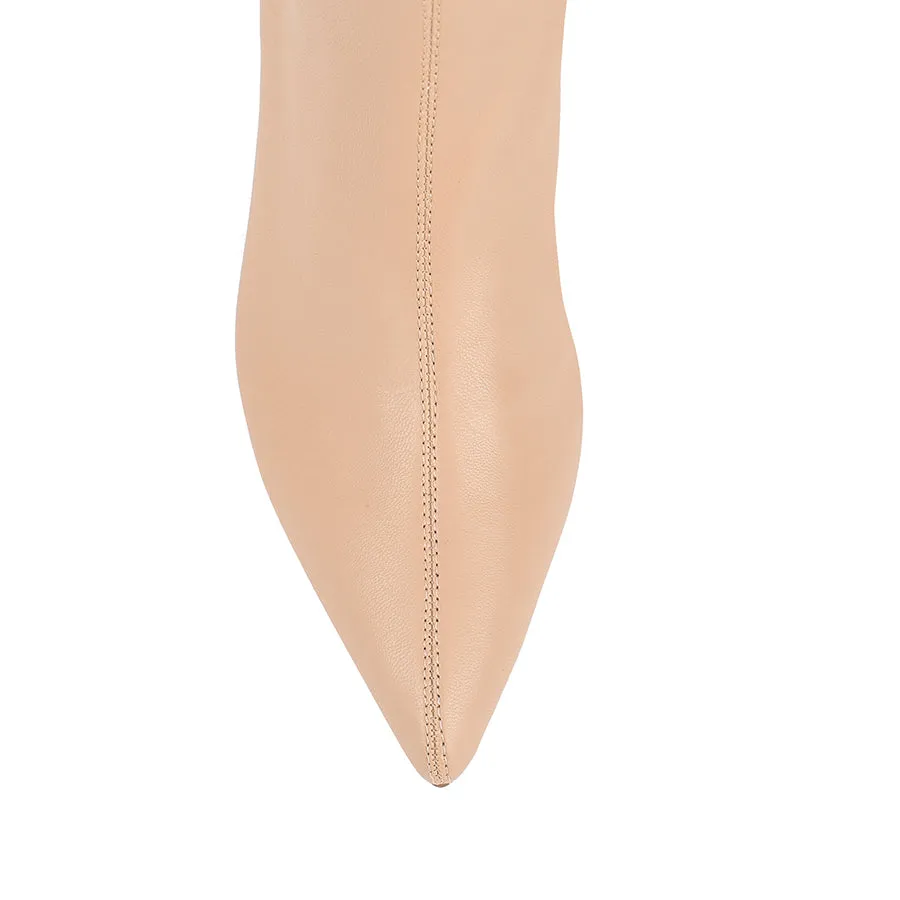 Bella Stretch Ankle Boots - Beige Stretch