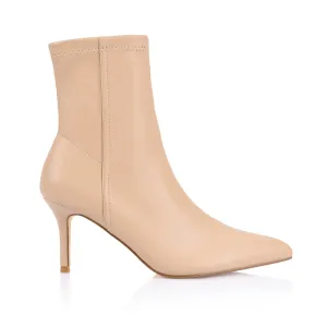 Bella Stretch Ankle Boots - Beige Stretch