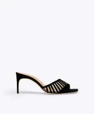 Bellatrix 70 Black Suede Heeled Sandals