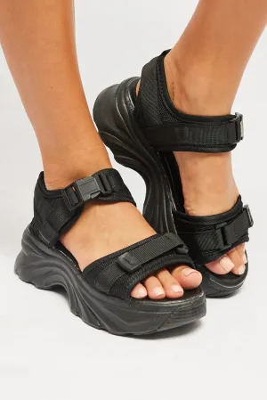 Black Platform Sports Sandals