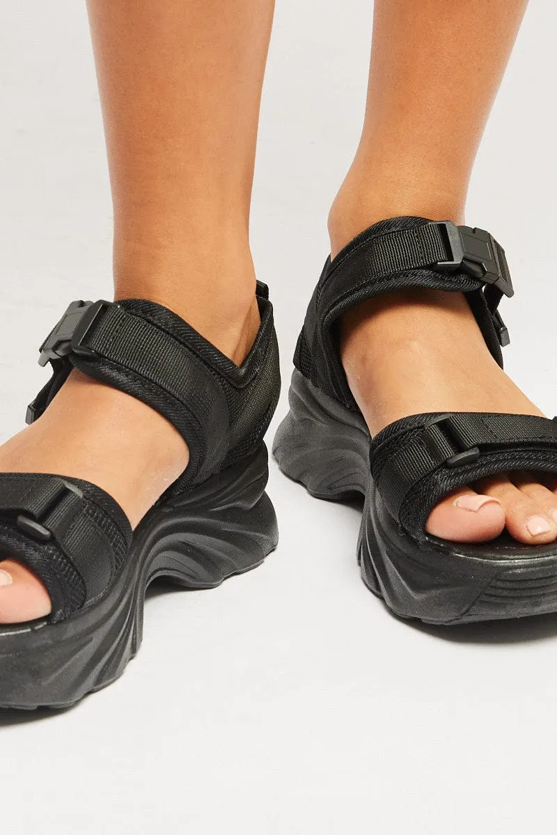 Black Platform Sports Sandals