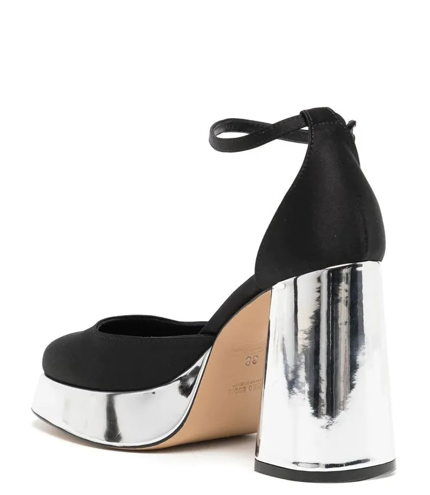 Black/Silver Platform Heel