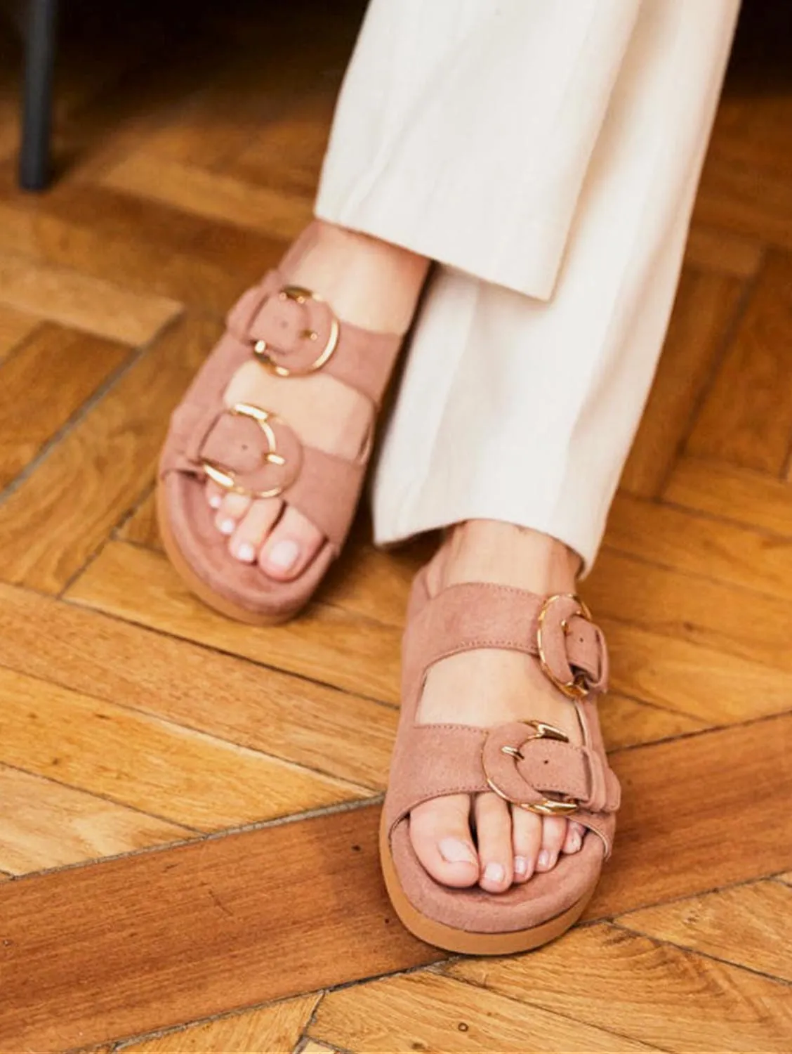 Camellia Vegan Suede Sandals | Petal