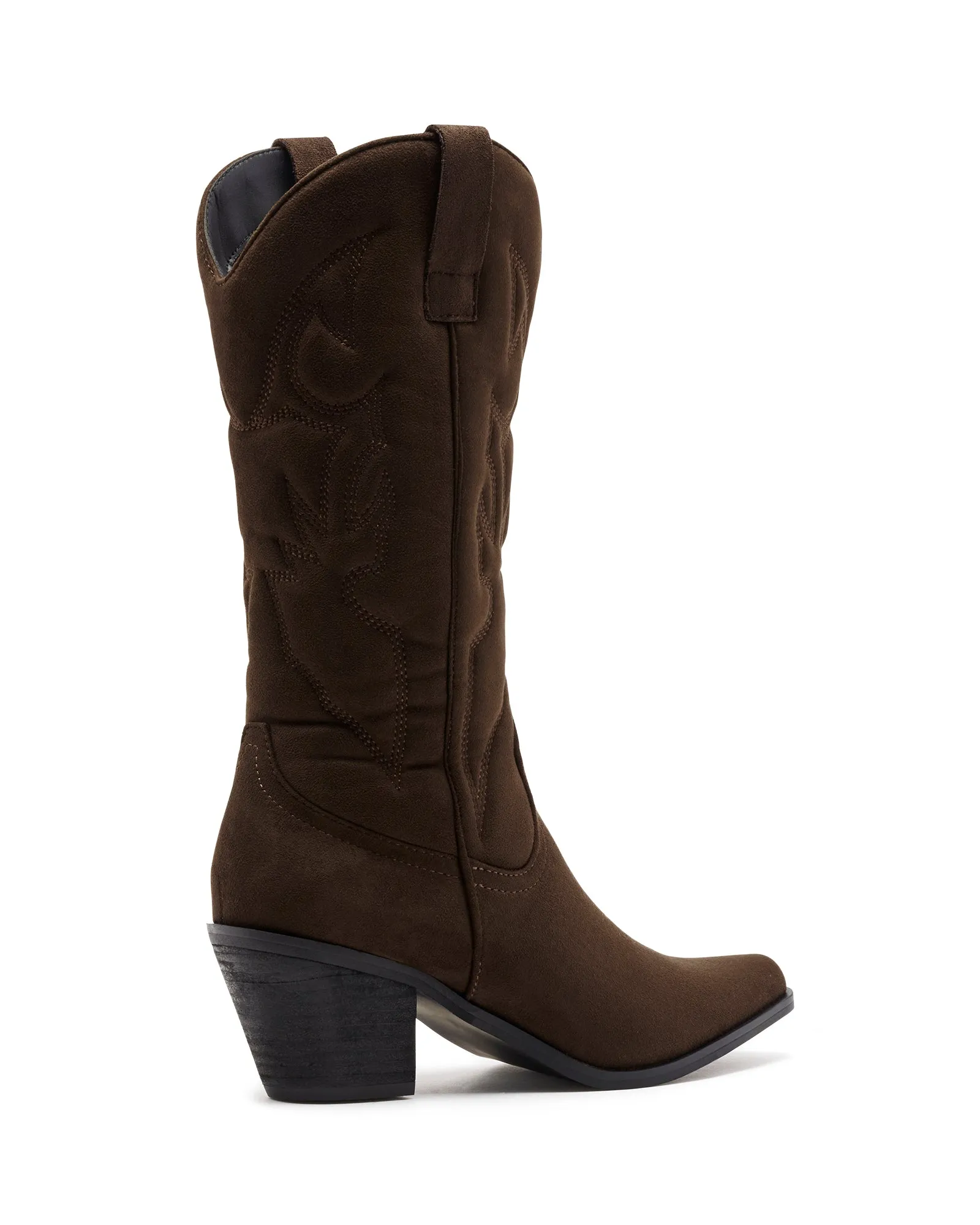 Clayton Cowboy Boot Chocolate Faux Suede