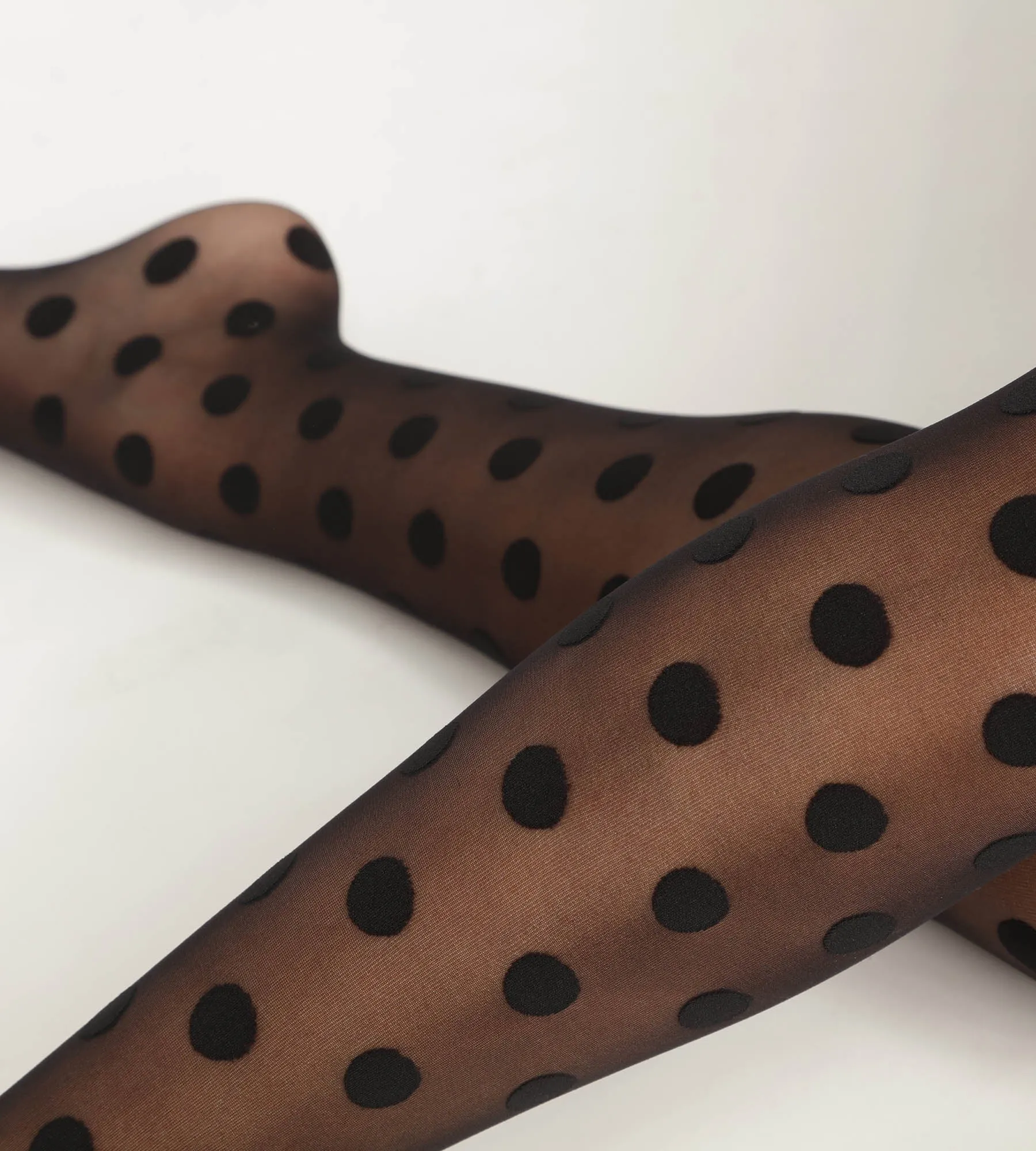 Collant femme transparent à gros pois Noir Dim Style