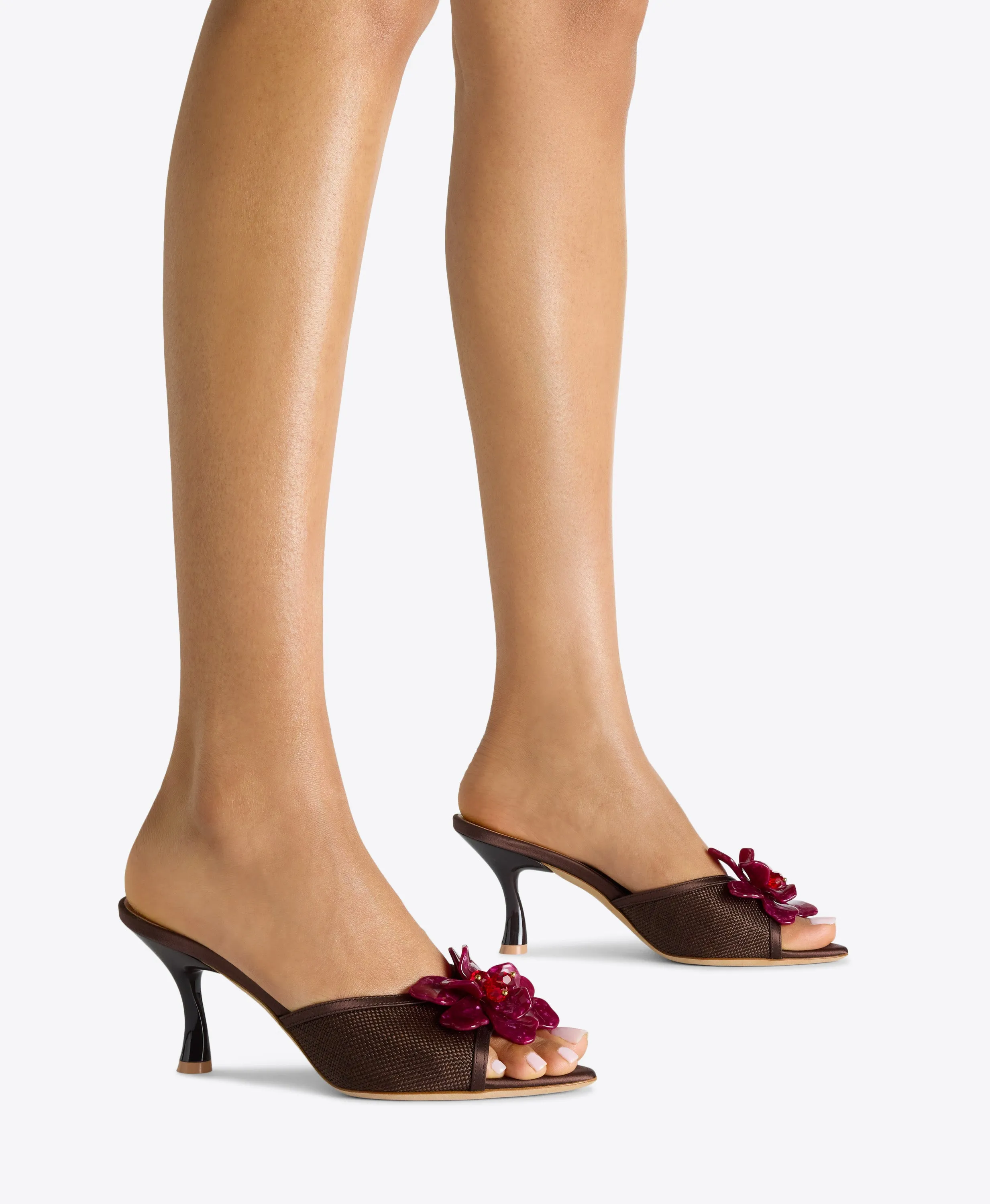 Cyd 70 Dark Brown Raffia Heeled Sandals