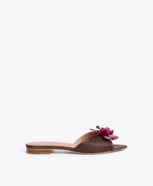 Cyd Dark Brown Raffia Flat Sandals