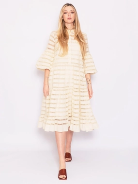 Dress with Transparent Beige Lines