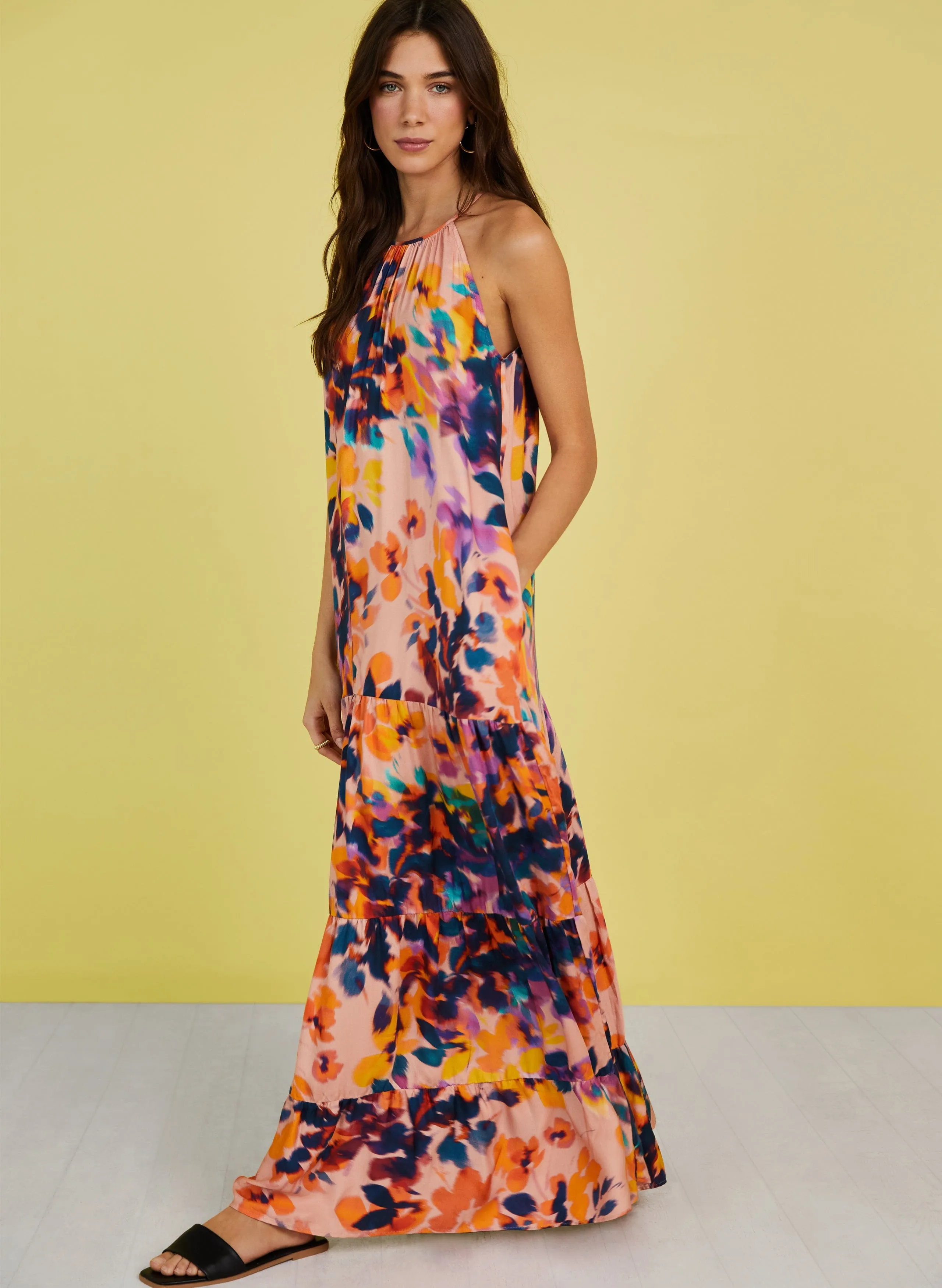 Everly LENZING™ ECOVERO™ Maxi Dress | Peach Floral Blur