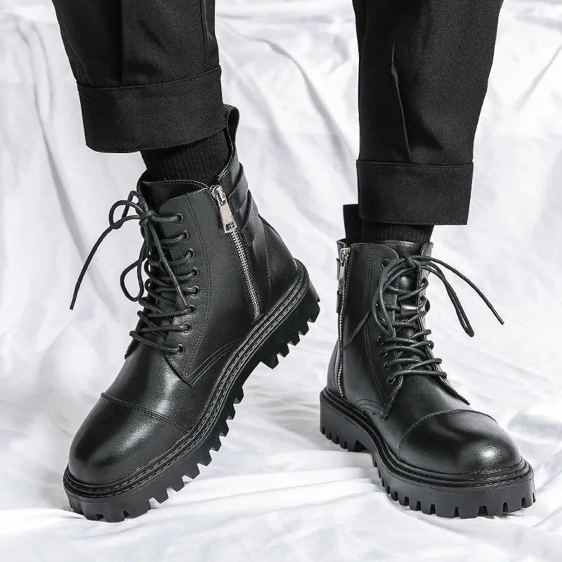 Fashion Brown Leather Men's High Boots
