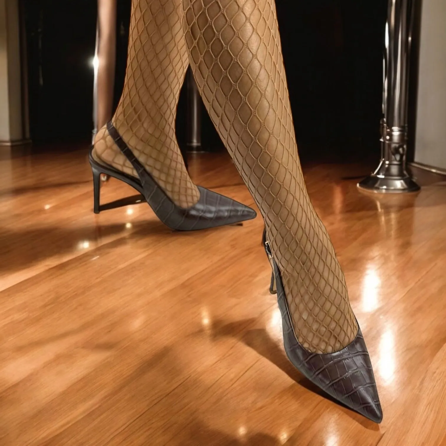 *GISELLE BROWN CROC - animal print slingback