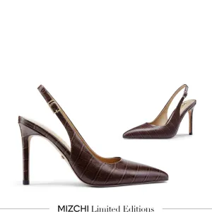 *GISELLE BROWN CROC - animal print slingback