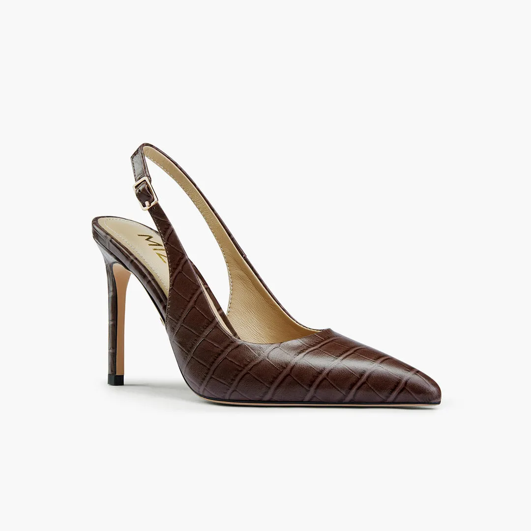 *GISELLE BROWN CROC - animal print slingback