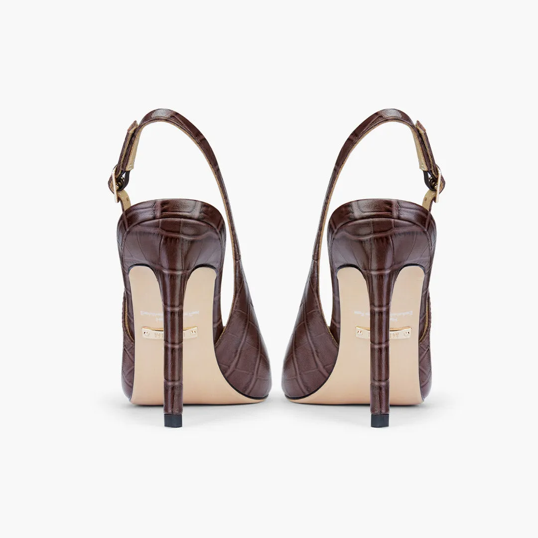 *GISELLE BROWN CROC - animal print slingback