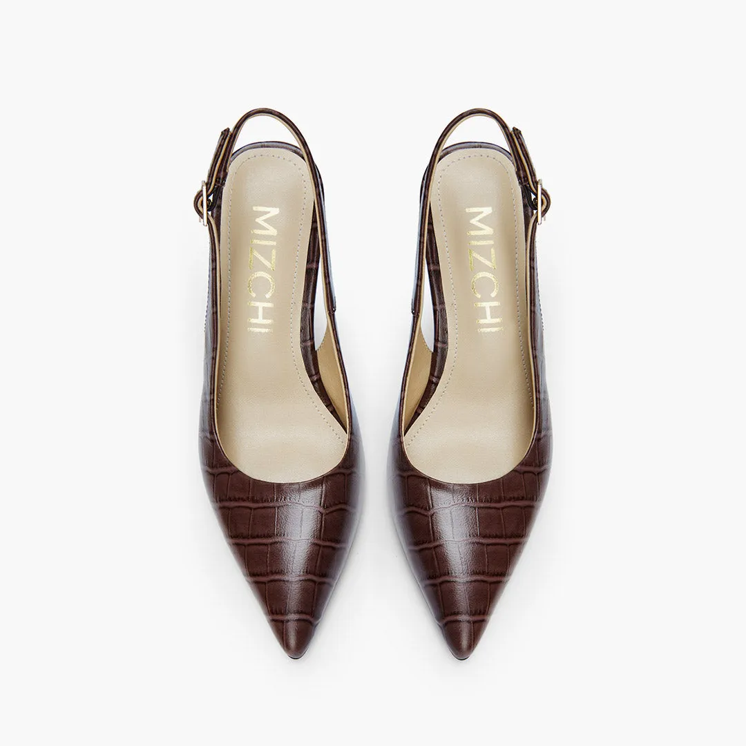 *GISELLE BROWN CROC - animal print slingback