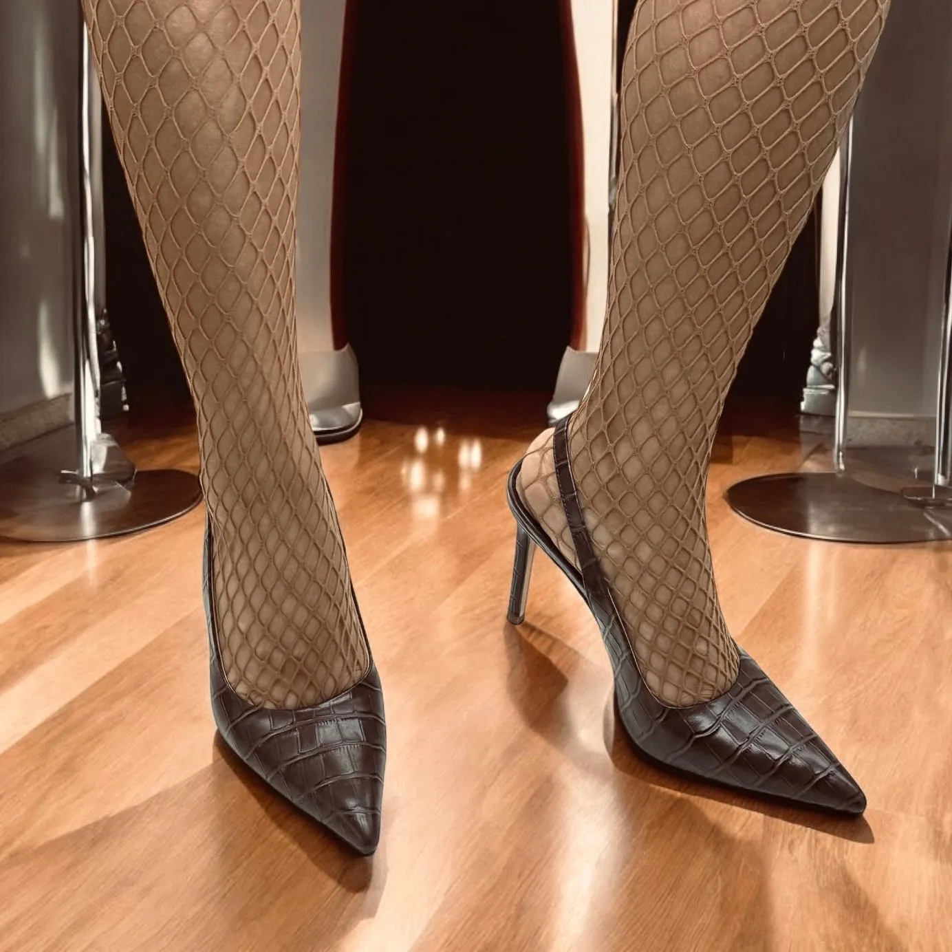 *GISELLE BROWN CROC - animal print slingback