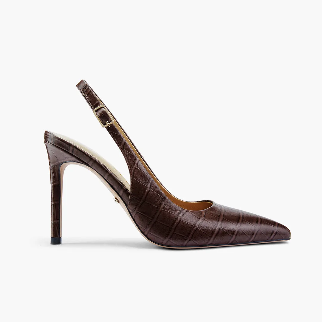 *GISELLE BROWN CROC - animal print slingback