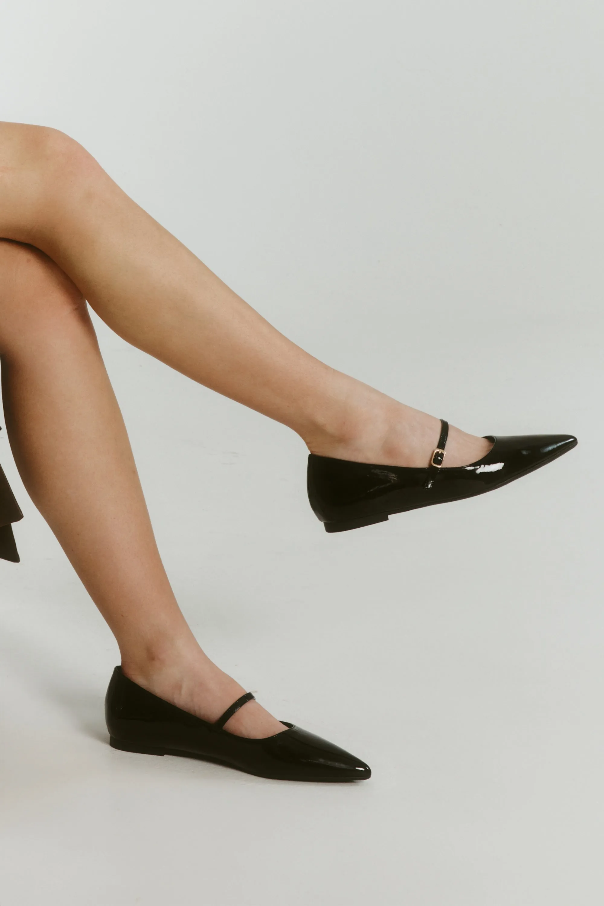Iguana Mary Jane Flats - Black Patent