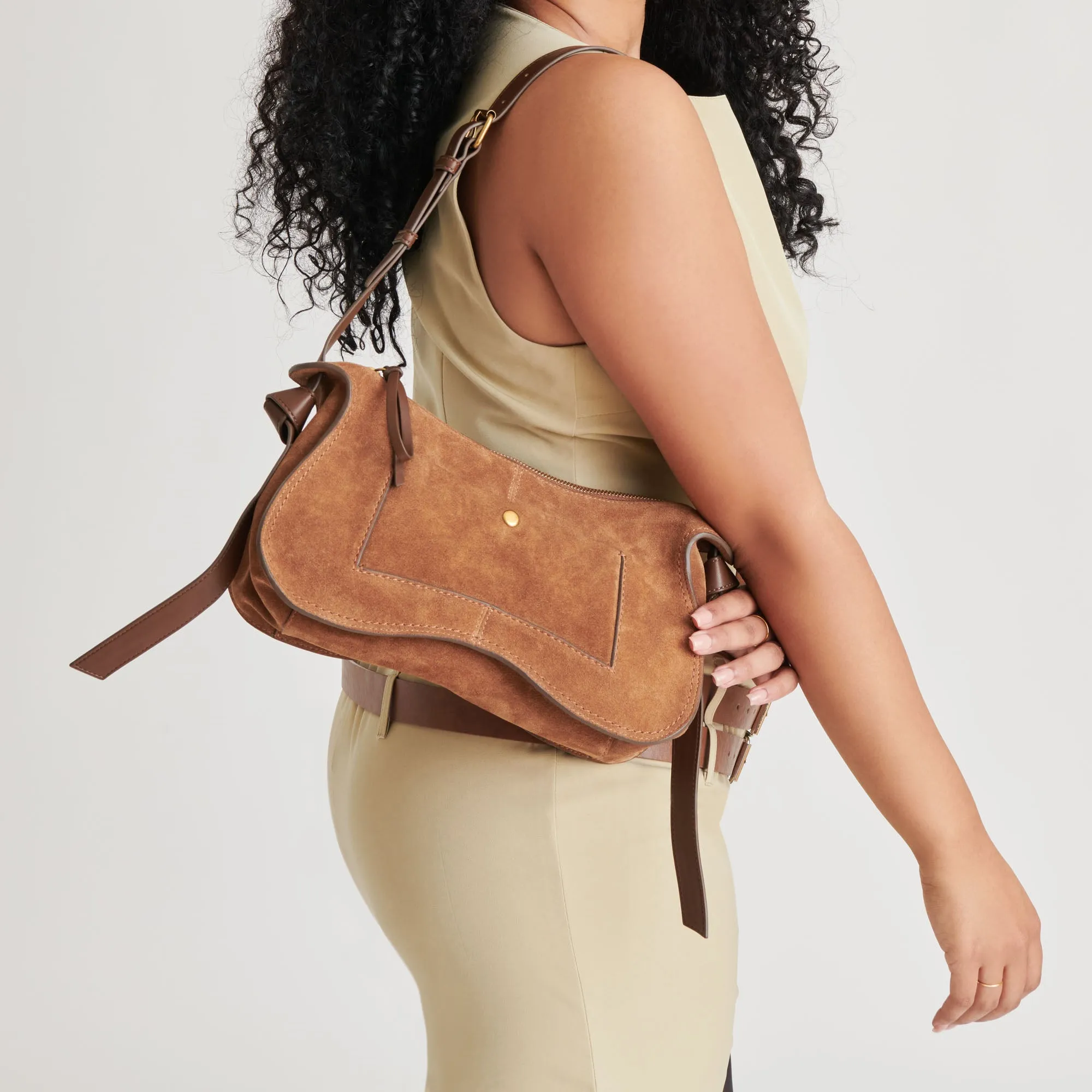 JOSIE SHOULDER BAG PECAN SUEDE