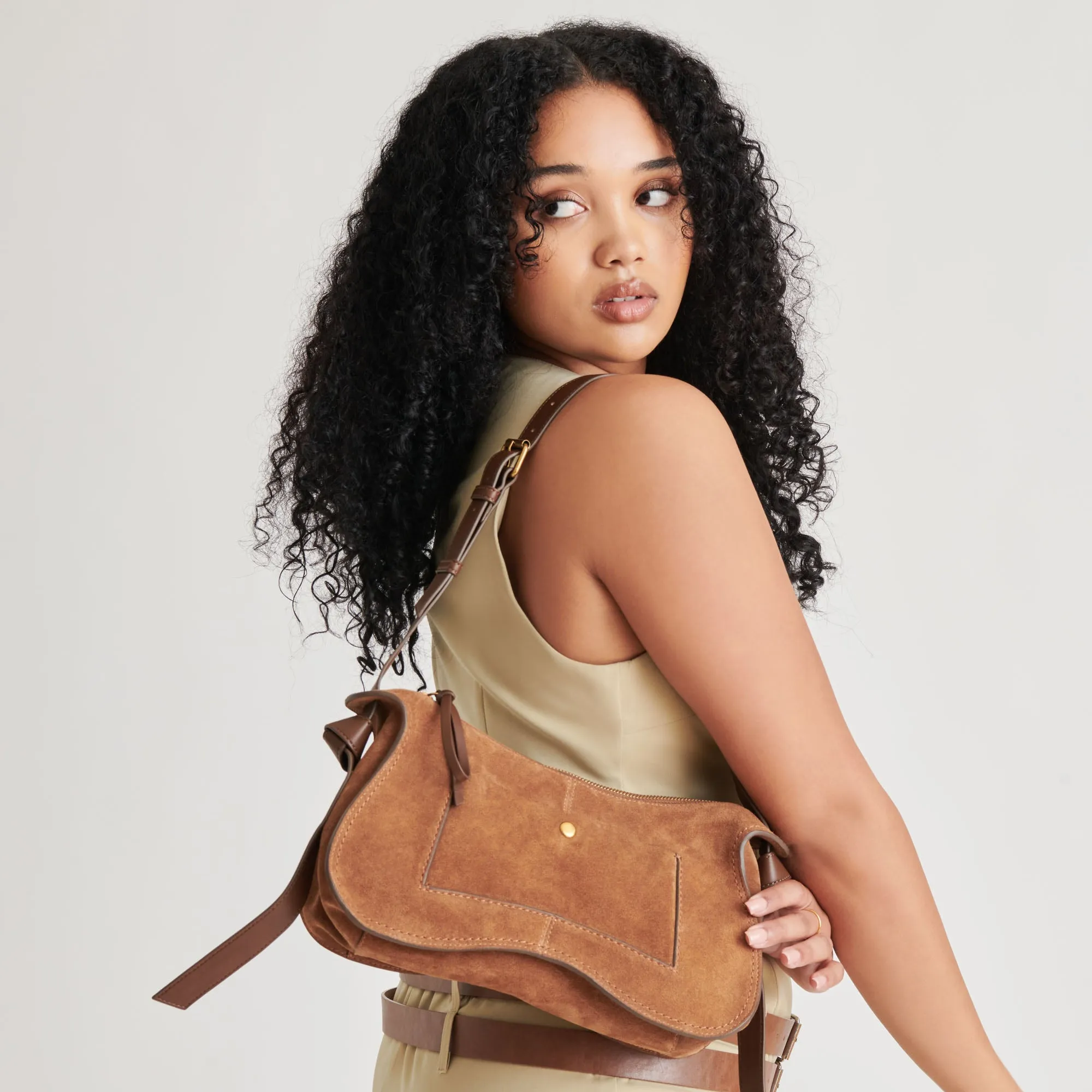 JOSIE SHOULDER BAG PECAN SUEDE