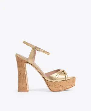 Keaton 125 Gold Leather Platform Sandals
