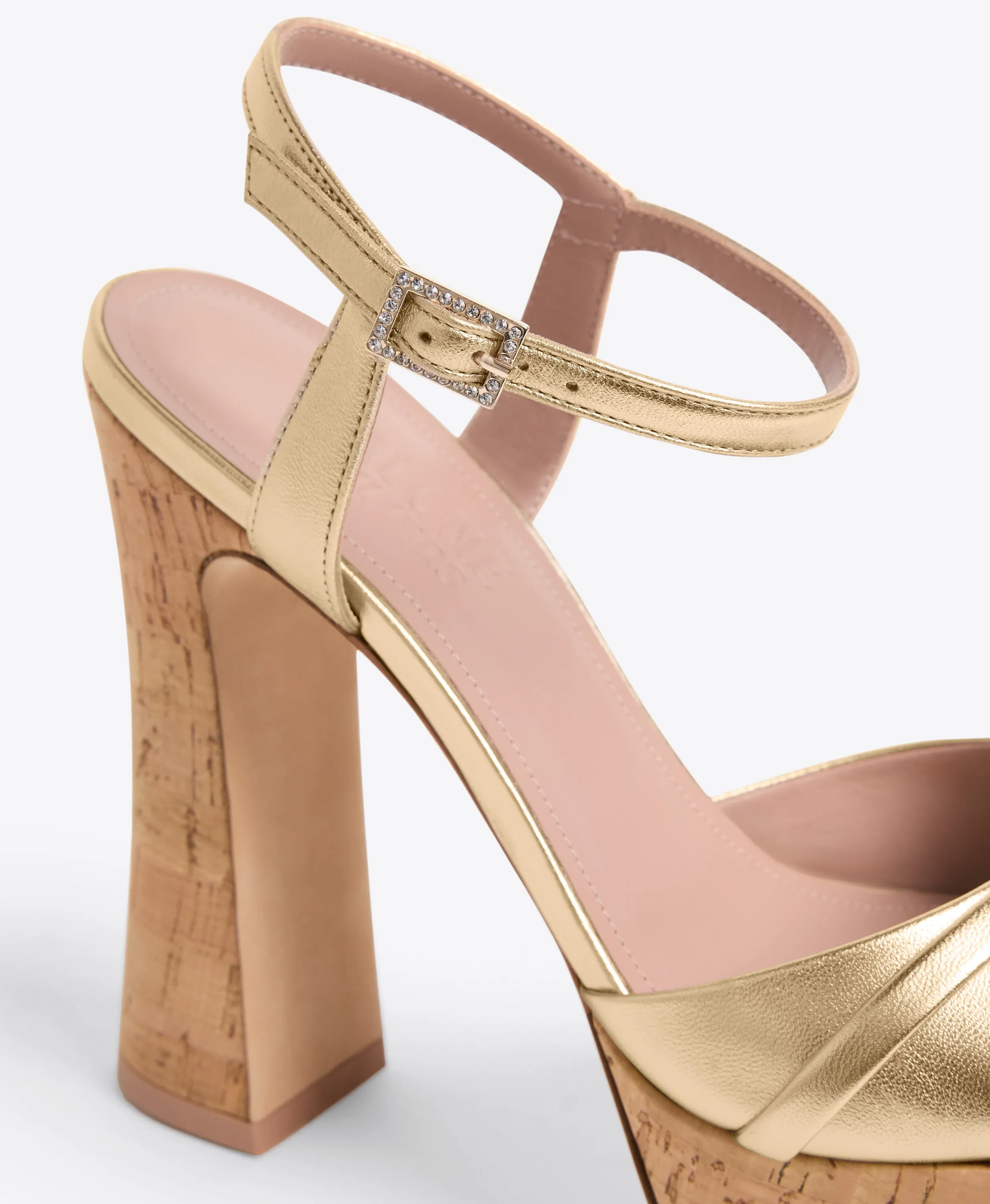 Keaton 125 Gold Leather Platform Sandals