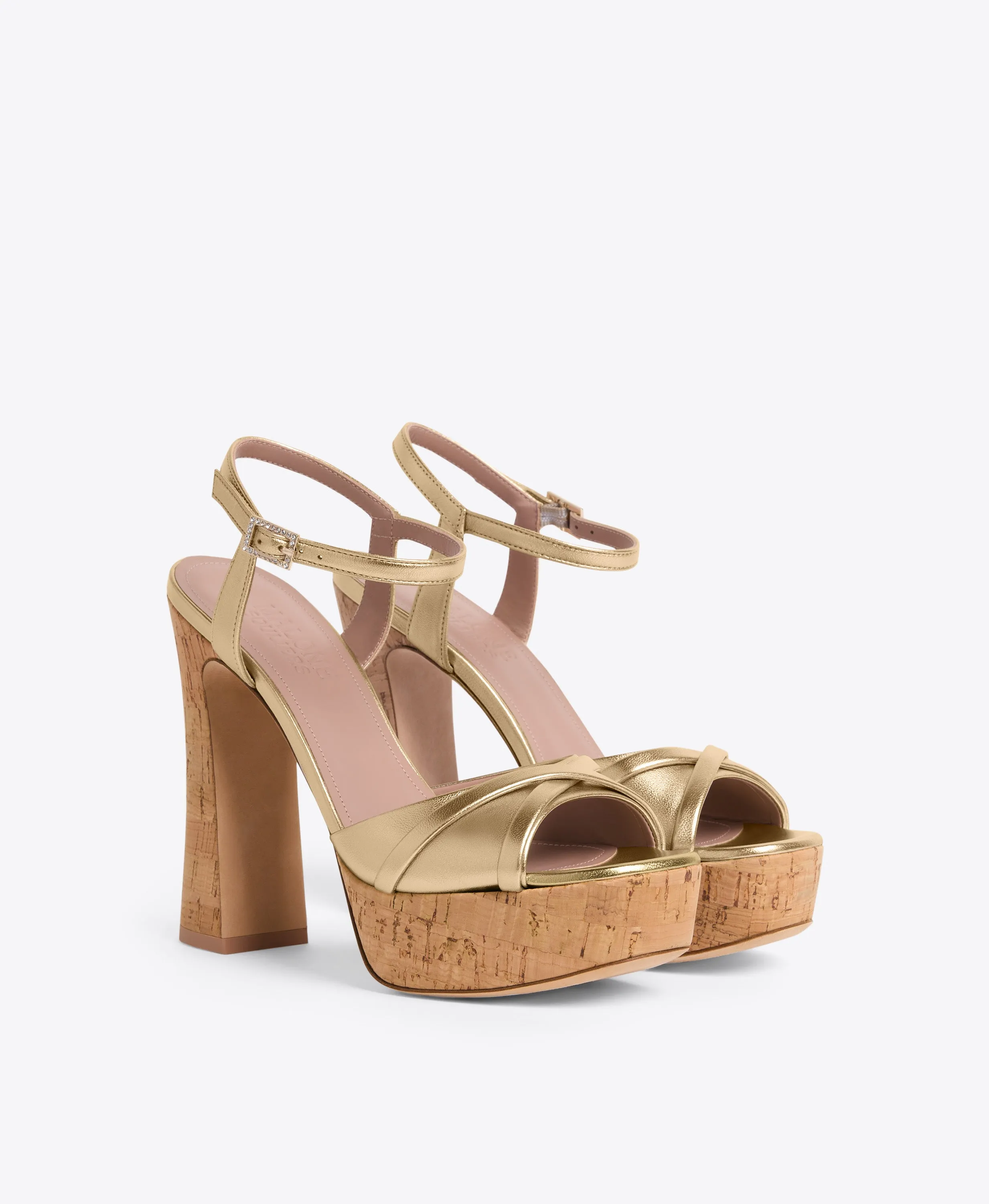 Keaton 125 Gold Leather Platform Sandals