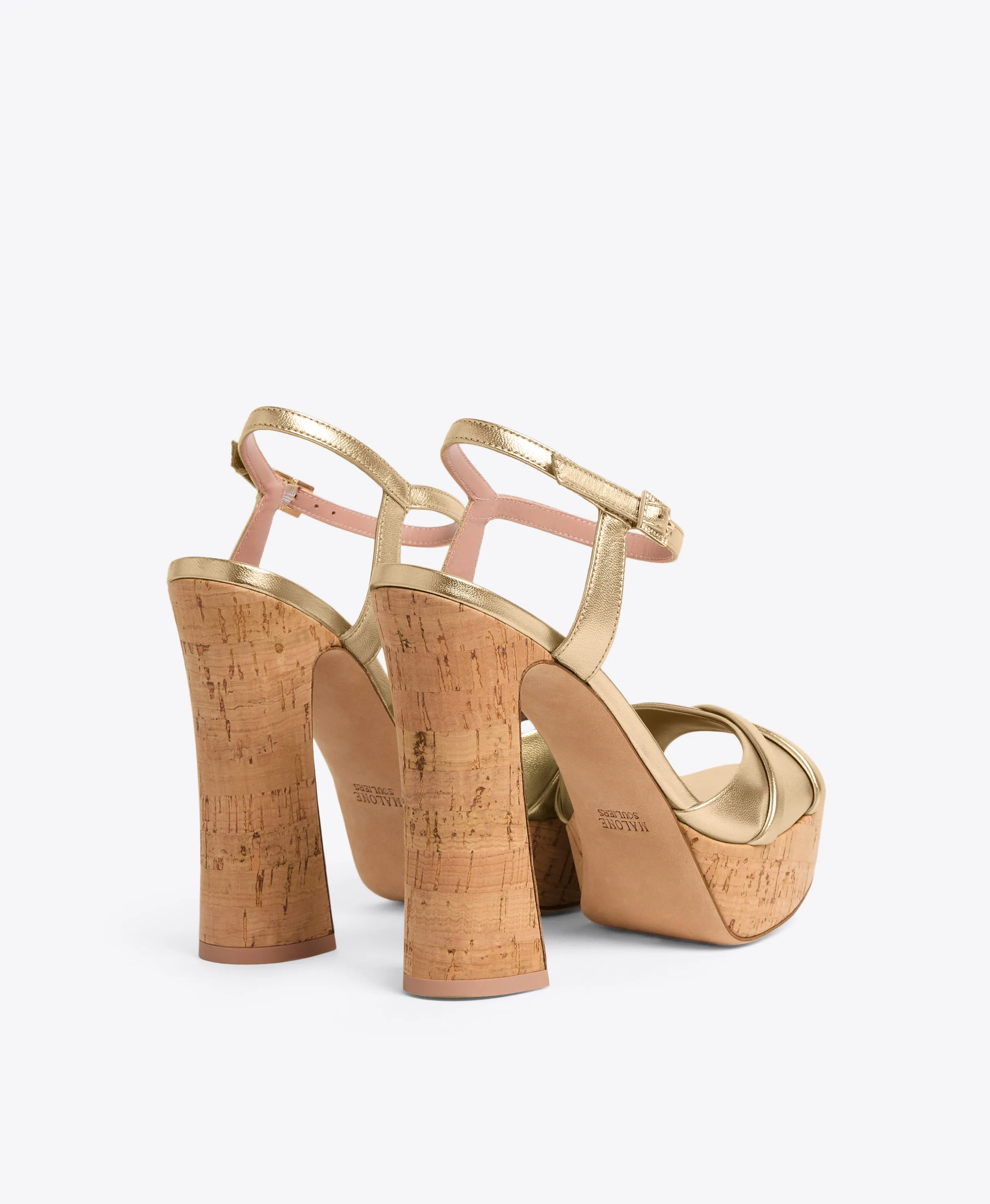 Keaton 125 Gold Leather Platform Sandals