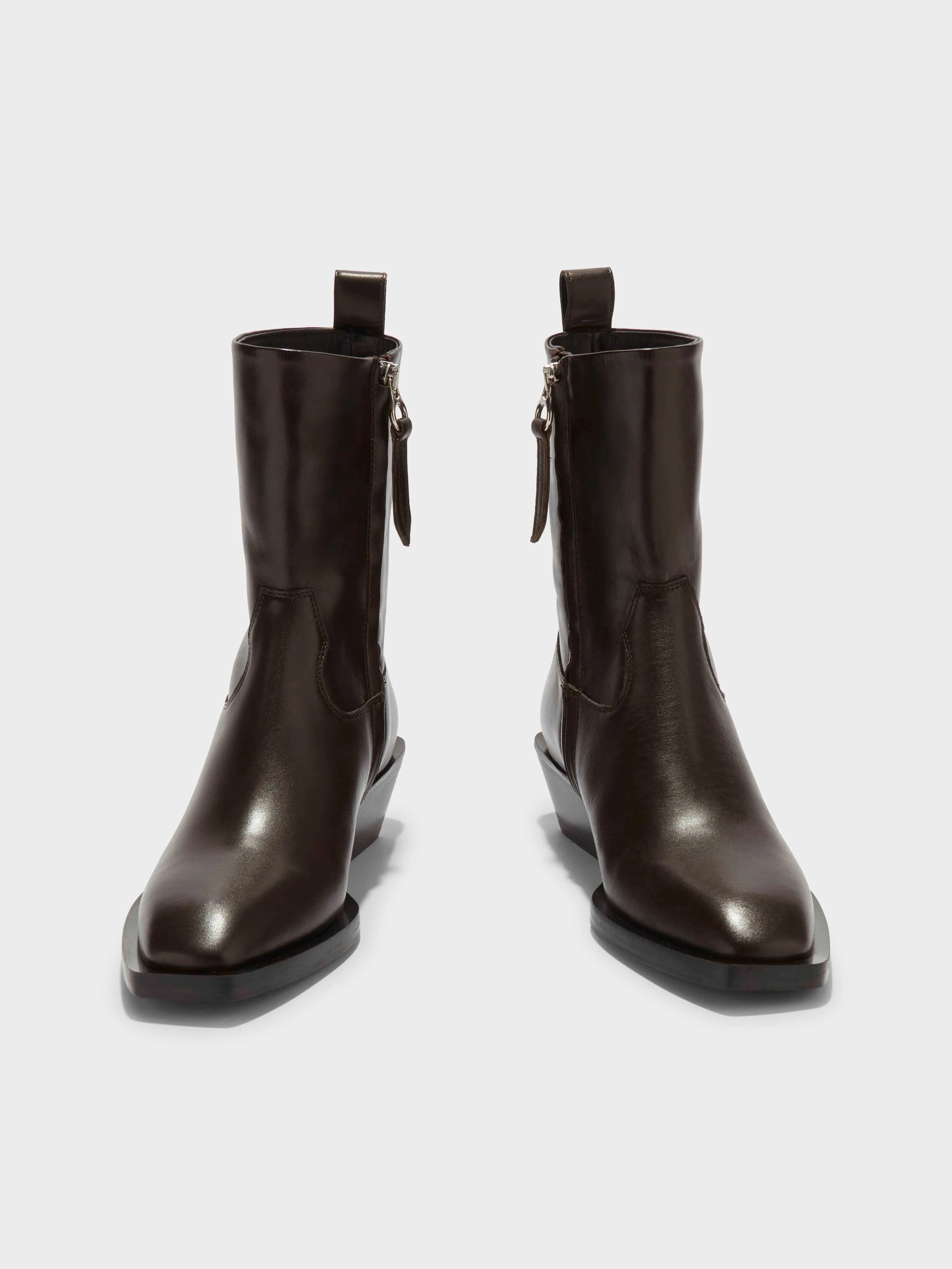 Luis Leather Cowboy Ankle Boots