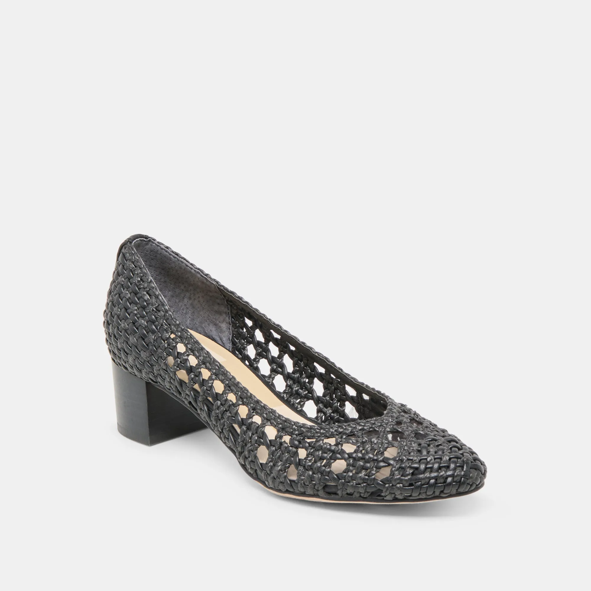 LULA HEELS BLACK WOVEN RAFFIA