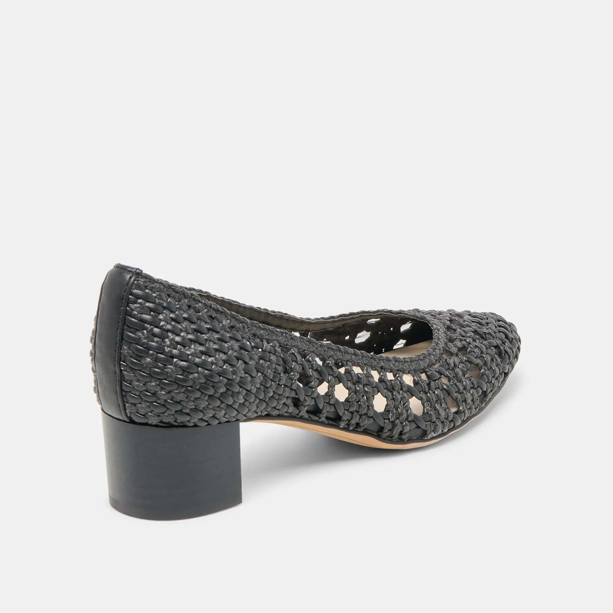 LULA HEELS BLACK WOVEN RAFFIA