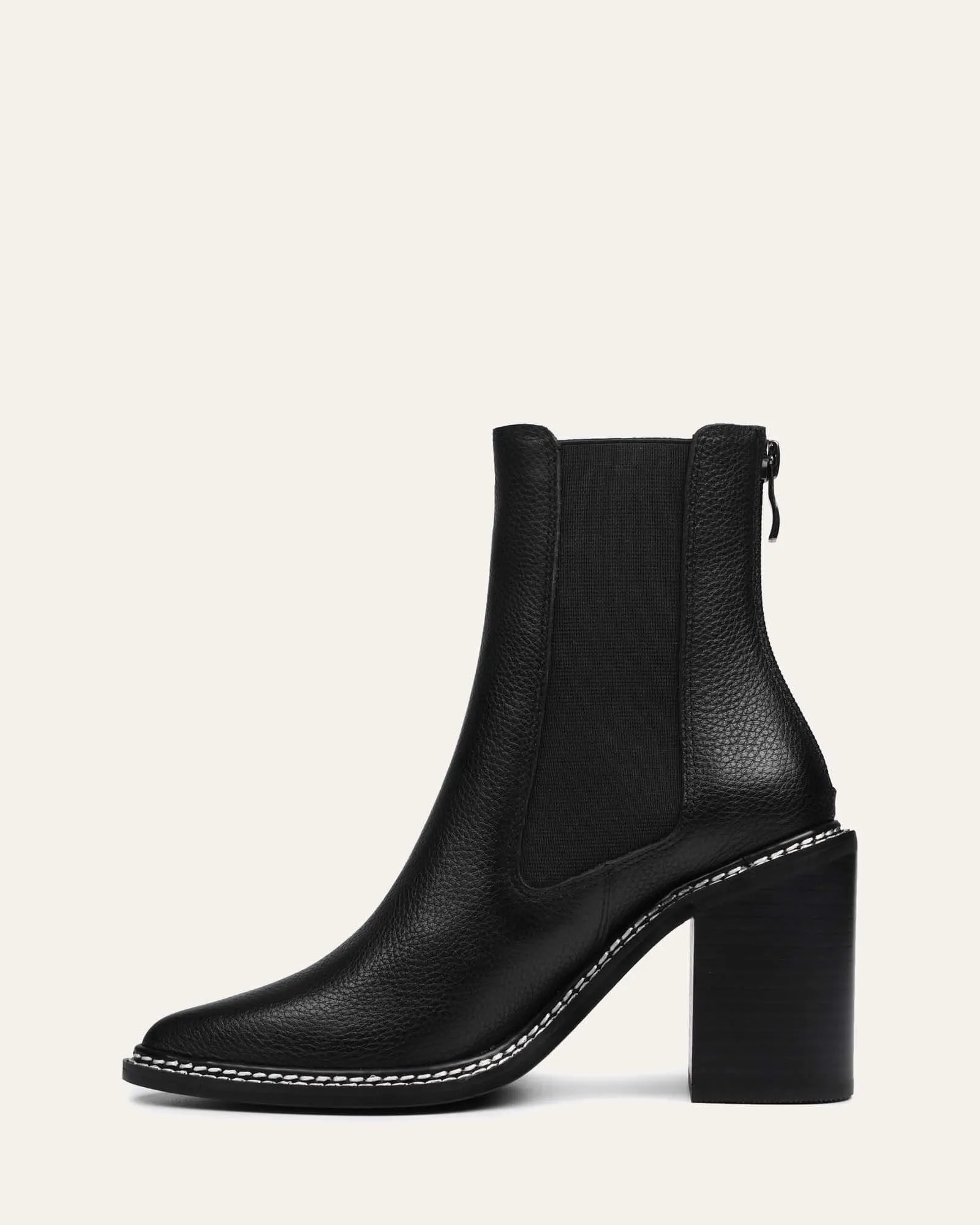 LUXE HIGH ANKLE BOOTS BLACK LEATHER