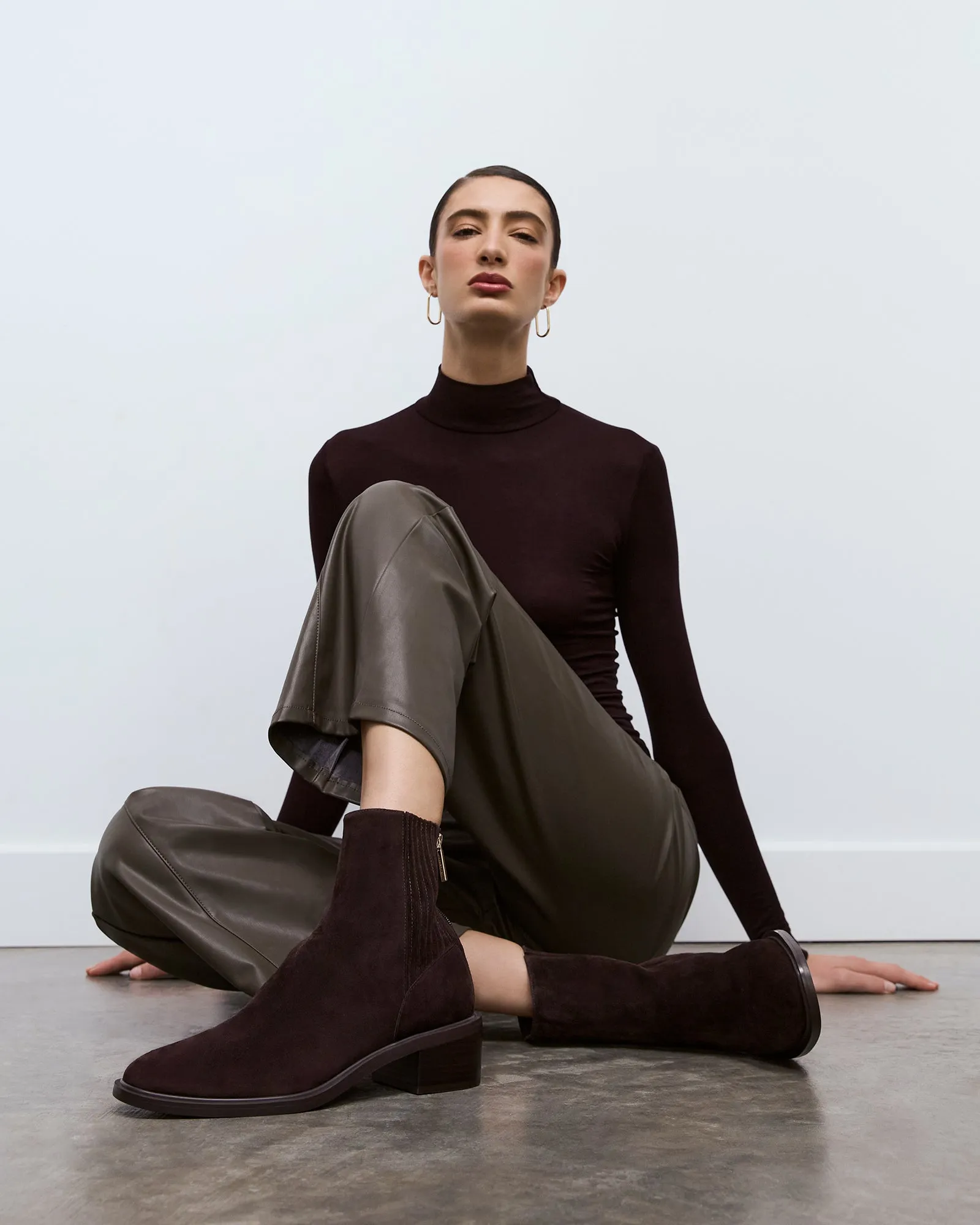 MASON FLAT ANKLE BOOTS BITTER CHOC SUEDE