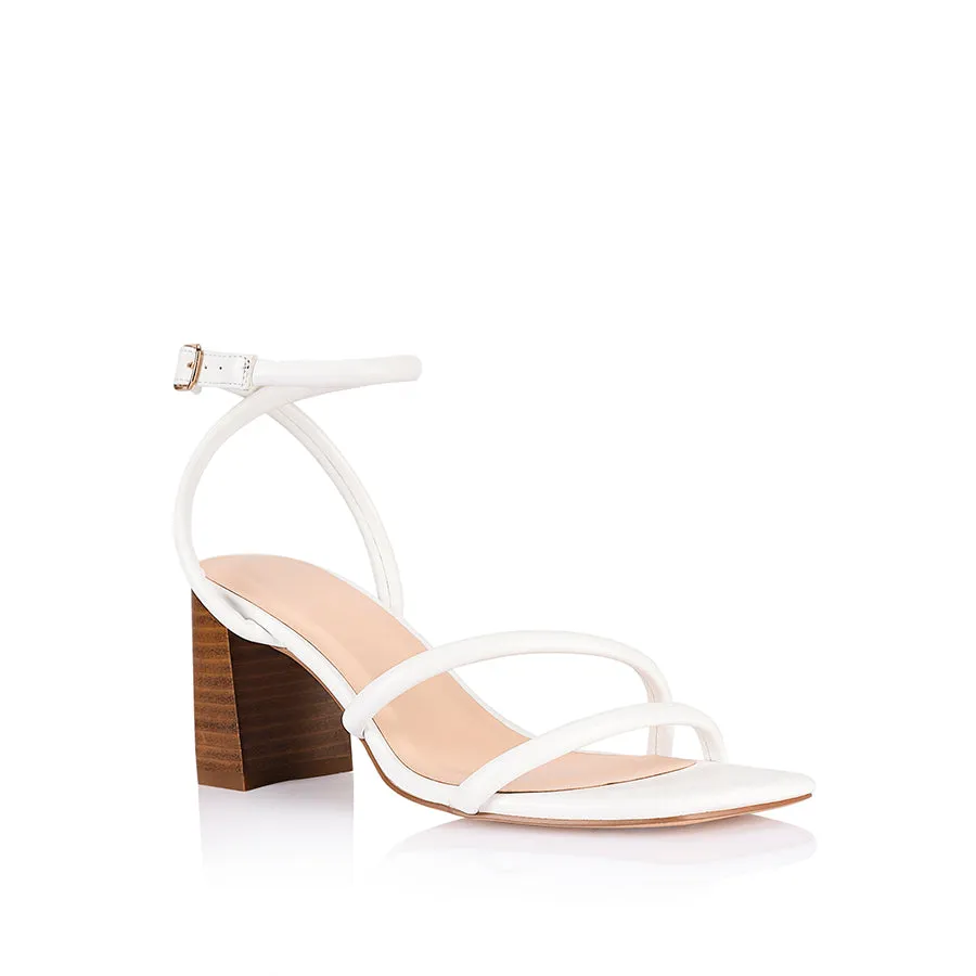 Nadia Block Heel Sandals - White