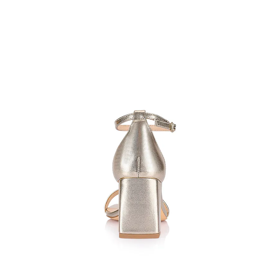 Neeka Block Heel Sandals - Champagne