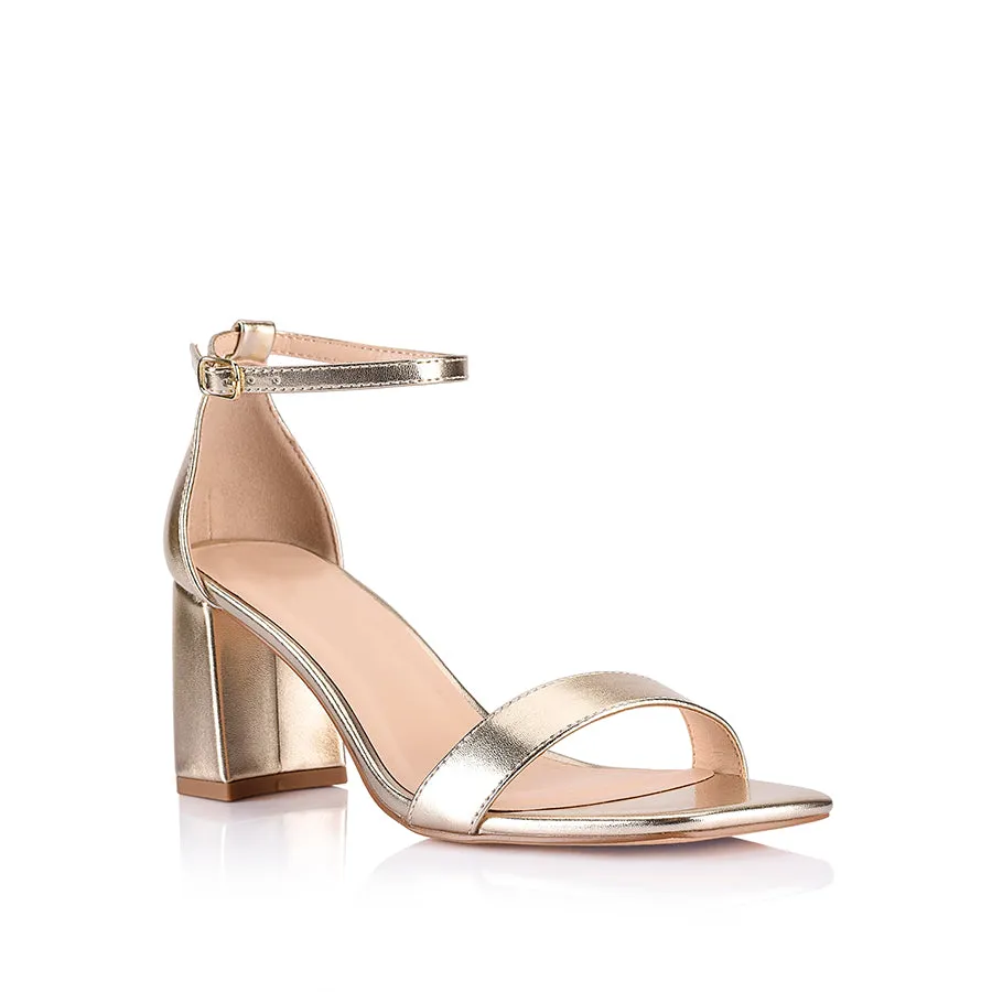 Neeka Block Heel Sandals - Champagne