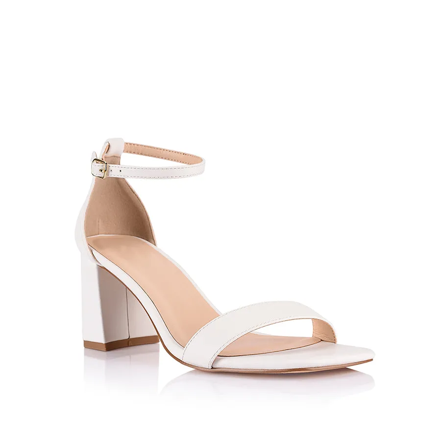 Neeka Block Heel Sandals - White