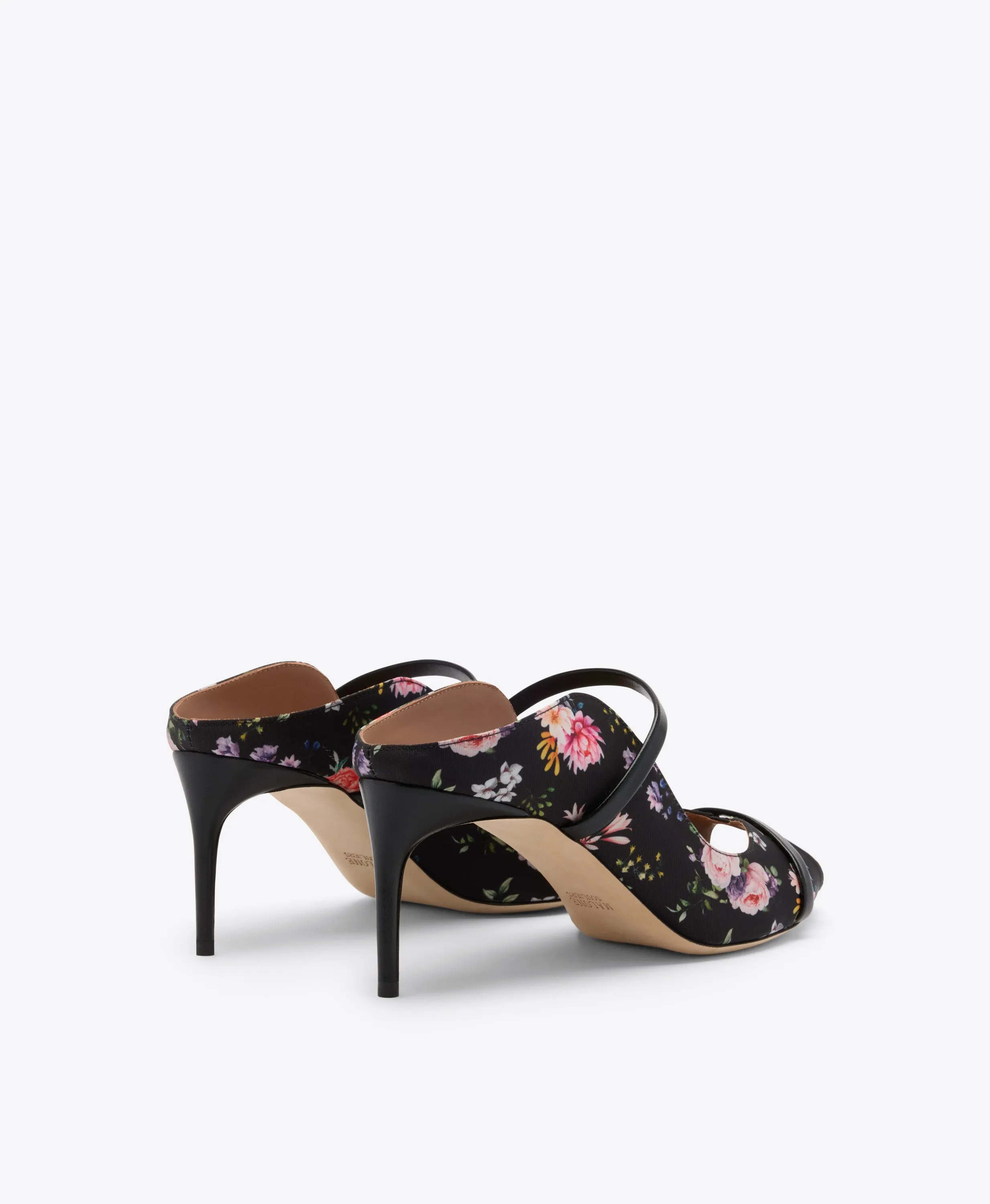 Noah 70 Black Floral Grosgrain Heeled Sandals