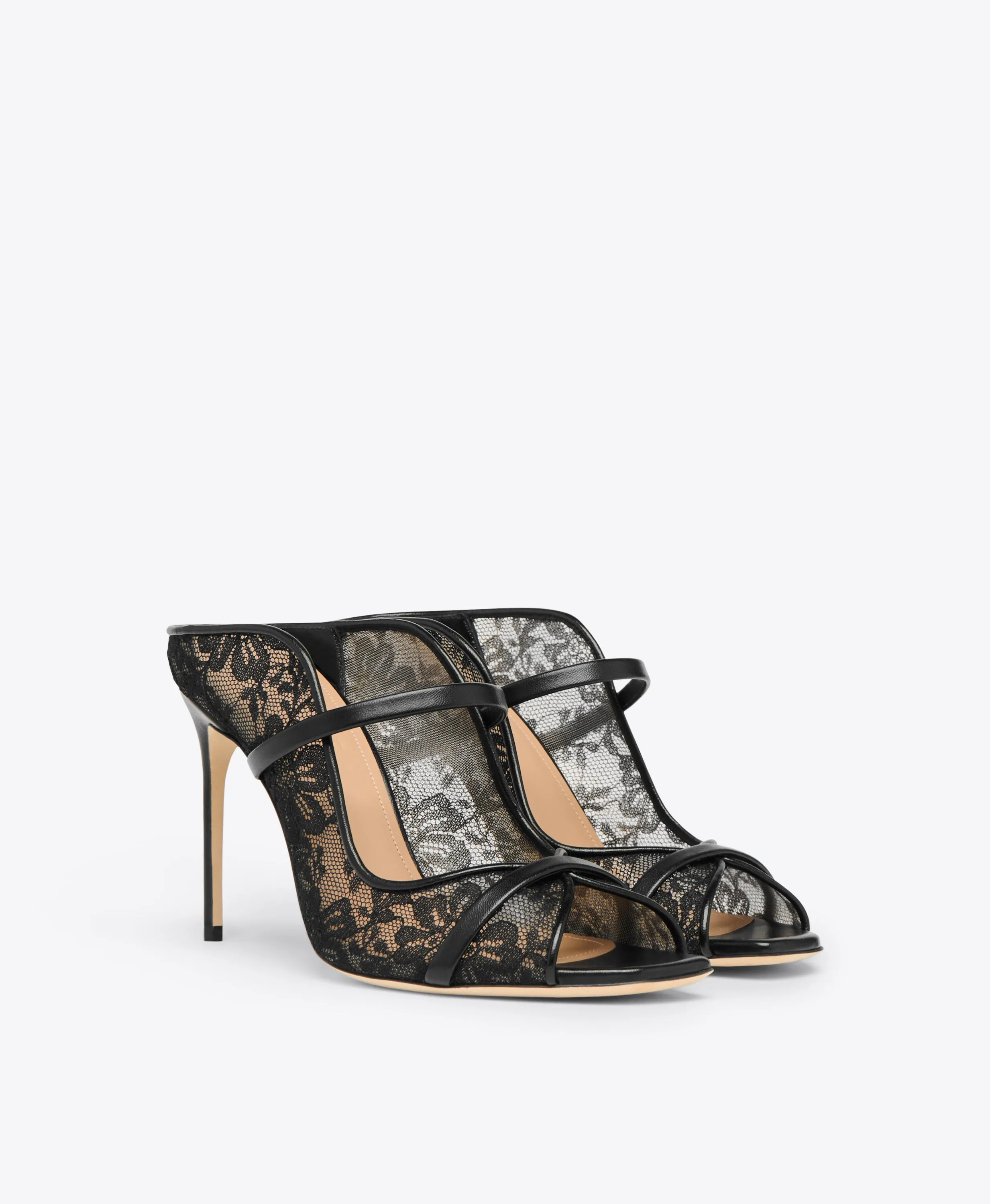 Noah 90 Black Lace Heeled Sandals