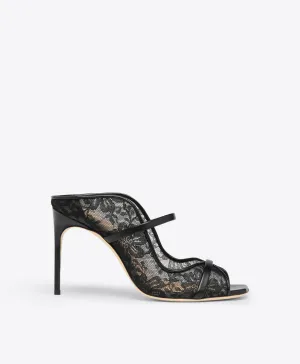 Noah 90 Black Lace Heeled Sandals