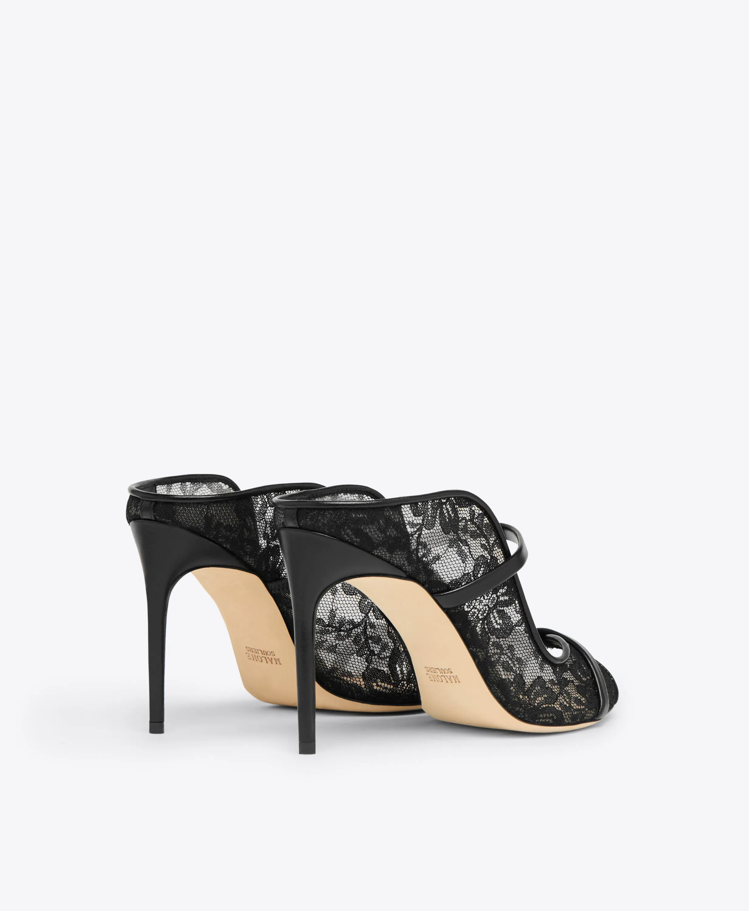 Noah 90 Black Lace Heeled Sandals