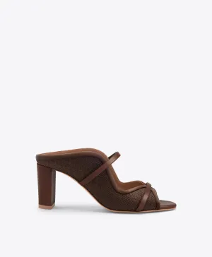 Norah 70 Dark Brown Raffia Heeled Sandals