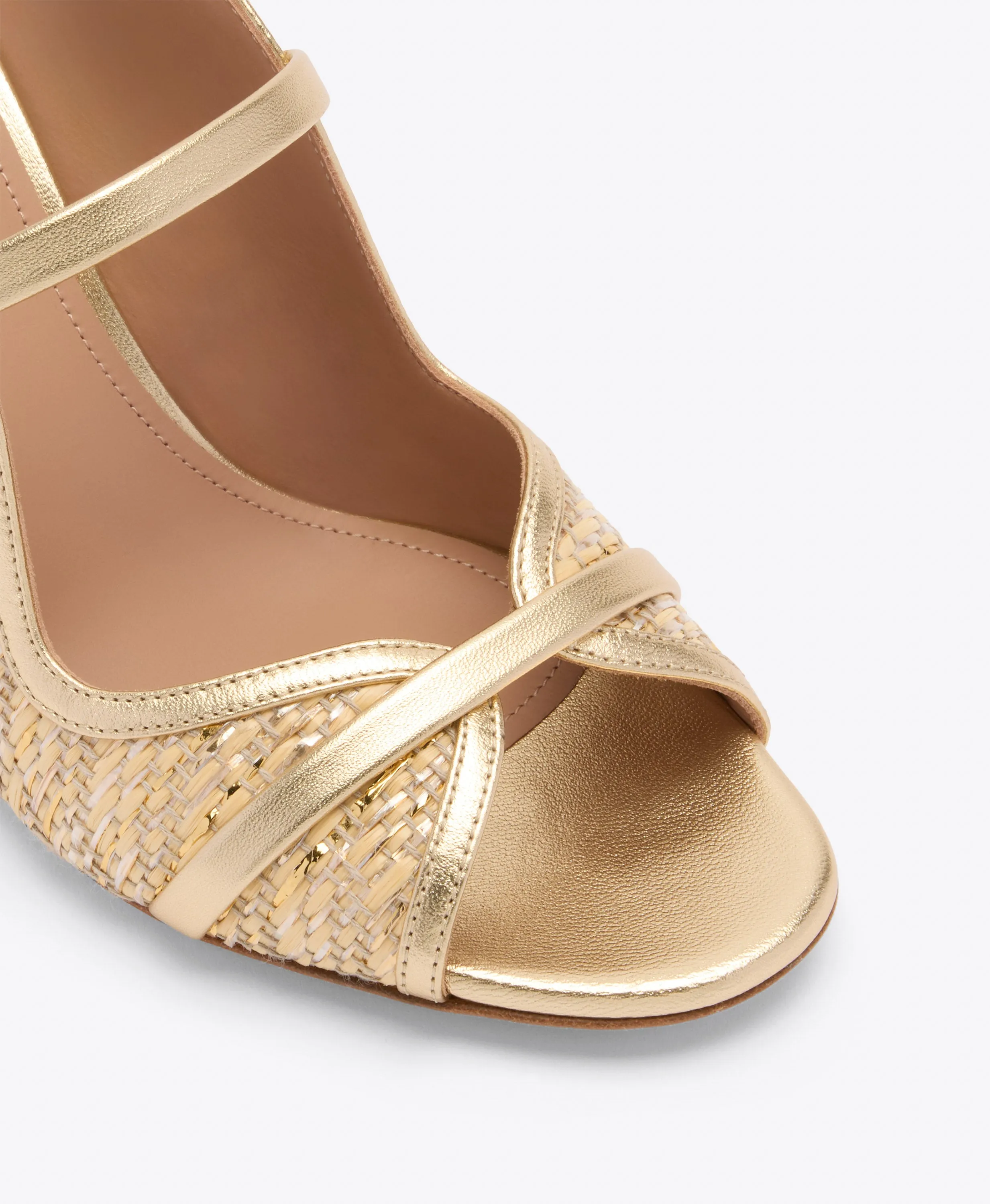Norah 70 Gold Metallic Raffia Heeled Sandals