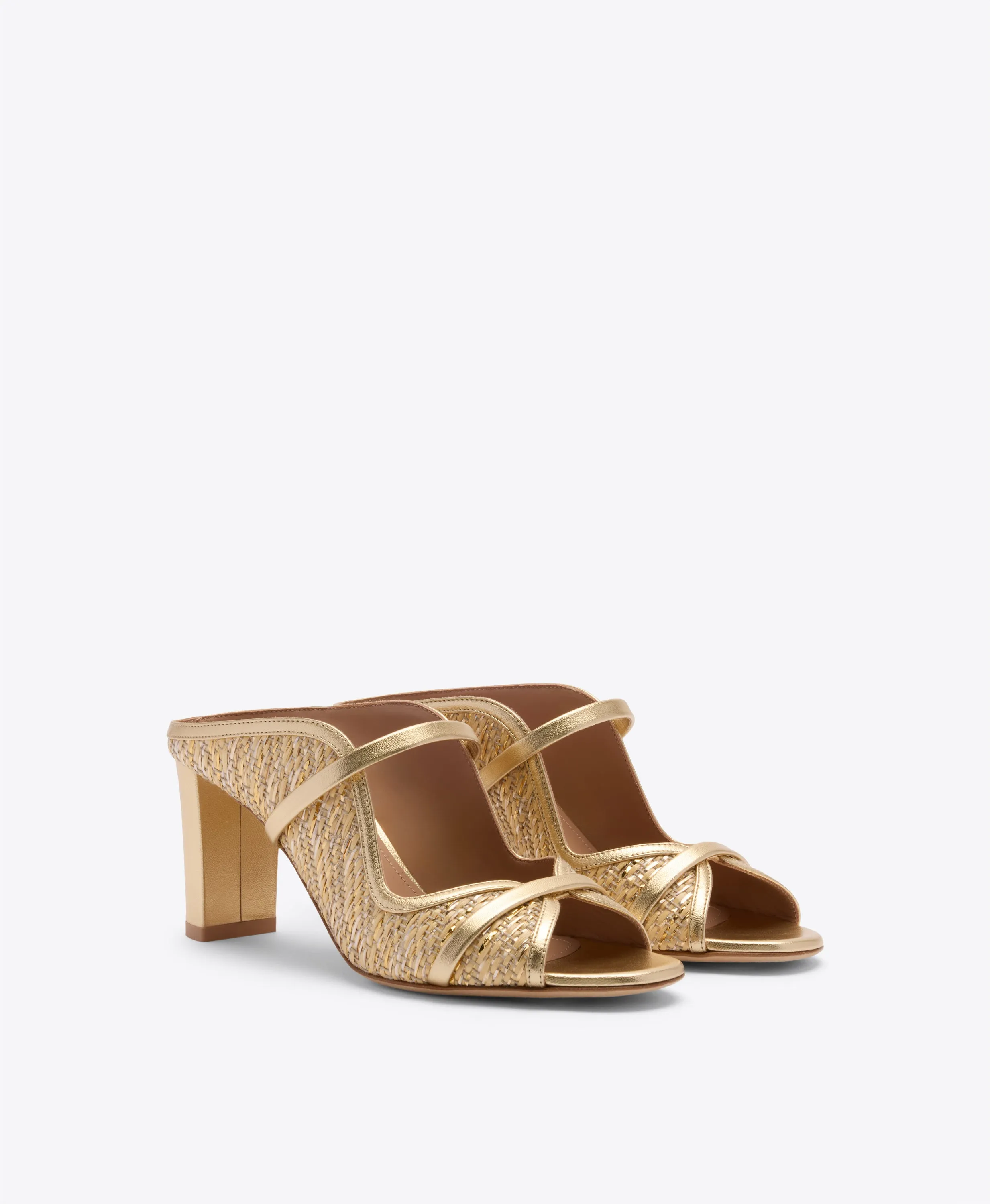 Norah 70 Gold Metallic Raffia Heeled Sandals