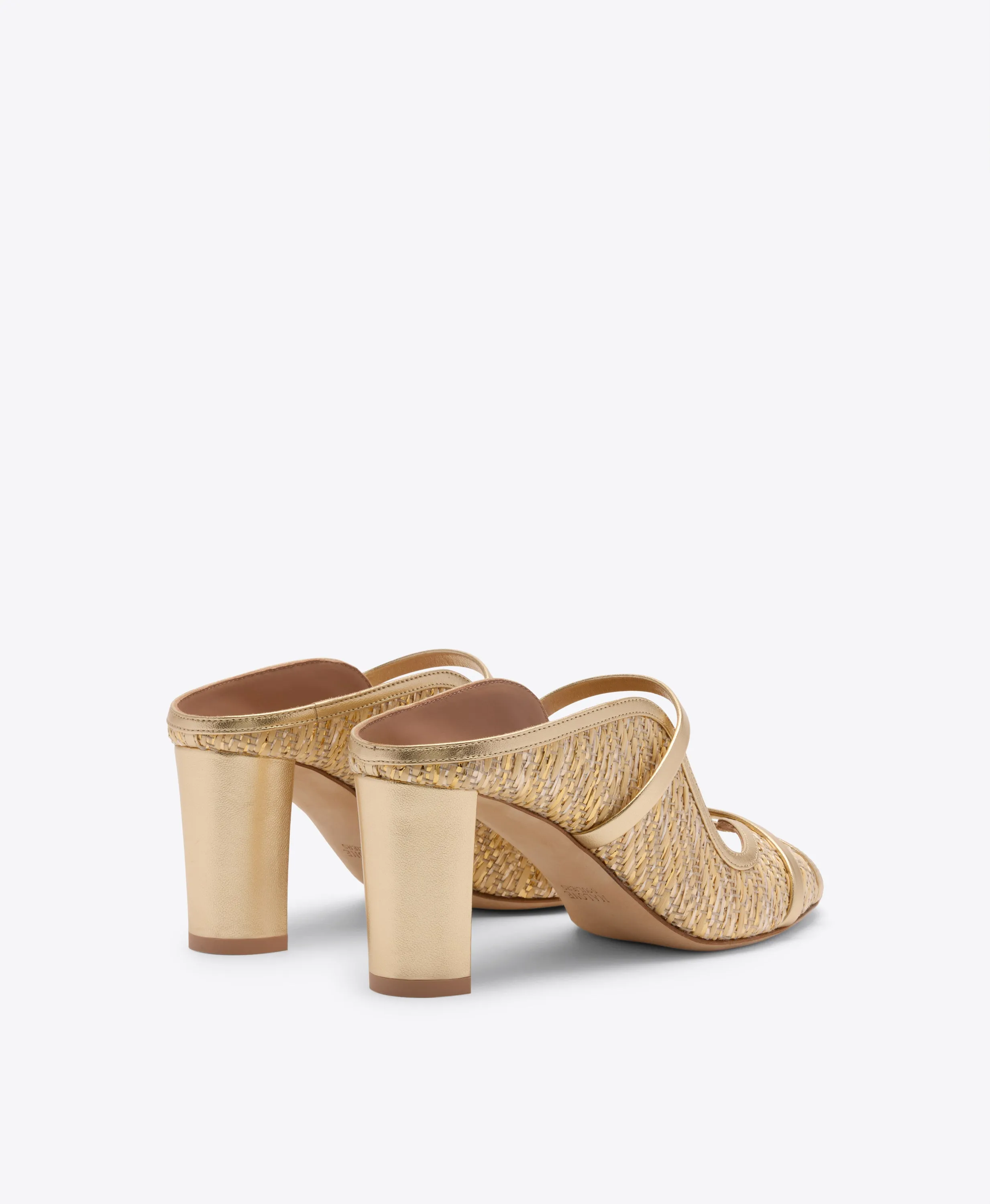 Norah 70 Gold Metallic Raffia Heeled Sandals