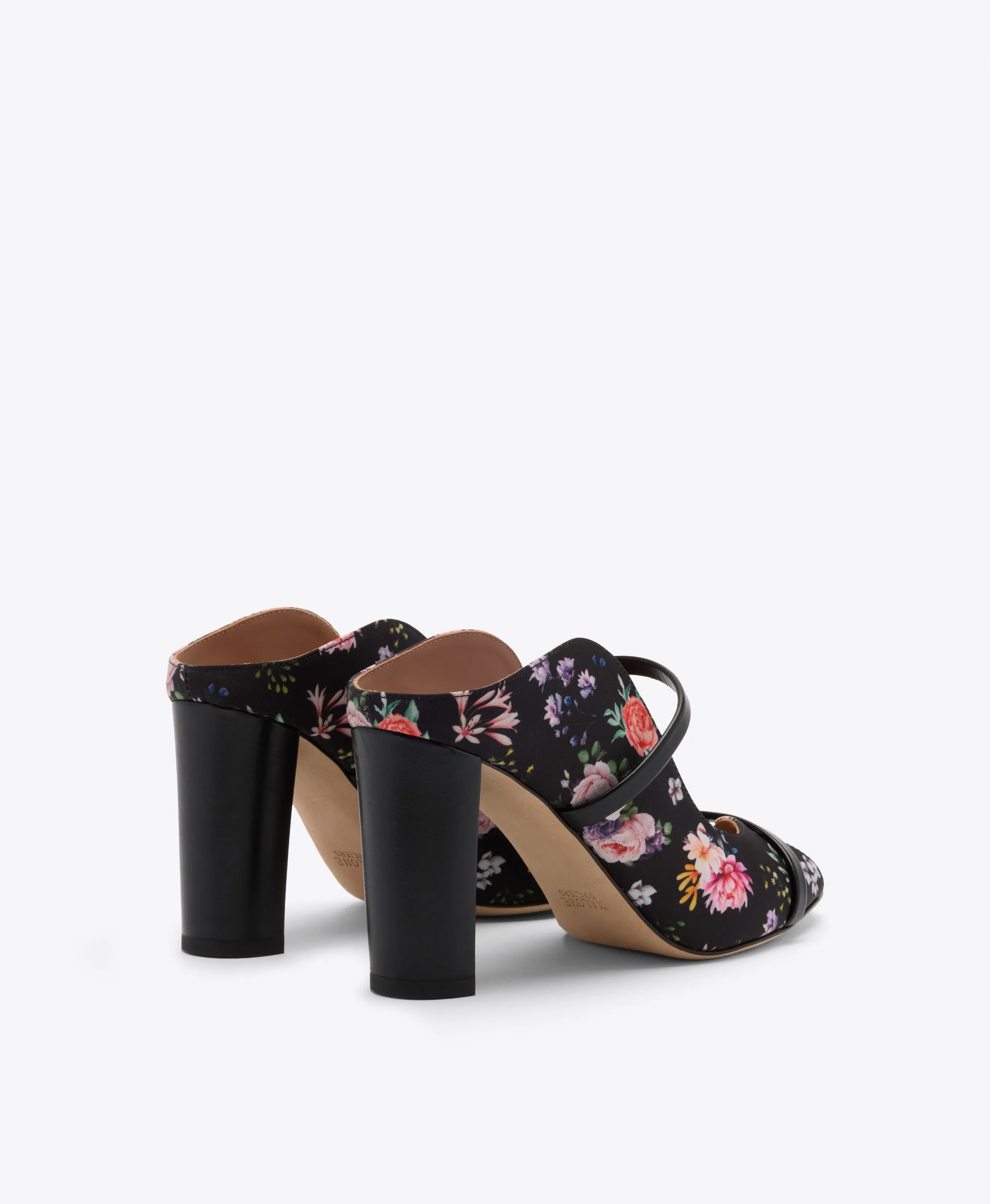 Norah 85 Black Floral Grosgrain Heeled Sandals