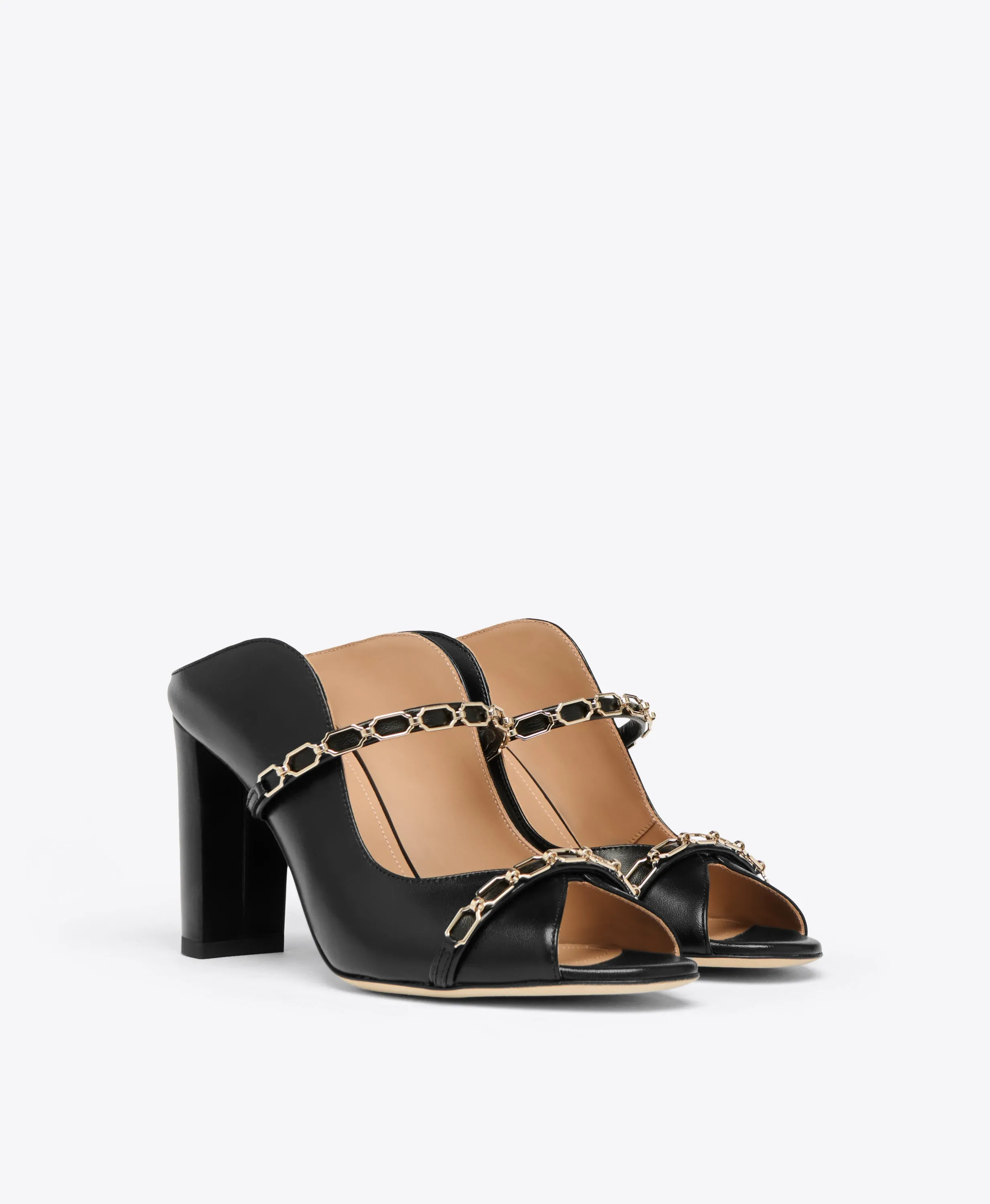 Norah 85 Black Leather Sandals